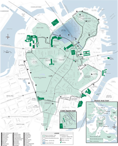 Map of the Shawmut Peninsula Walk bu Walk Boston